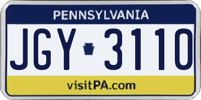 PA license plate JGY3110