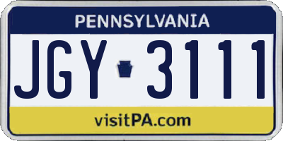 PA license plate JGY3111