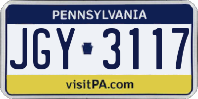 PA license plate JGY3117