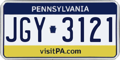 PA license plate JGY3121