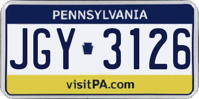 PA license plate JGY3126