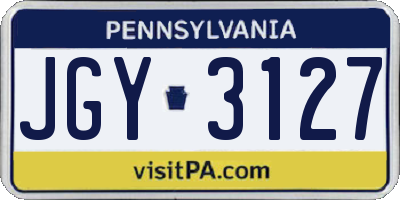 PA license plate JGY3127