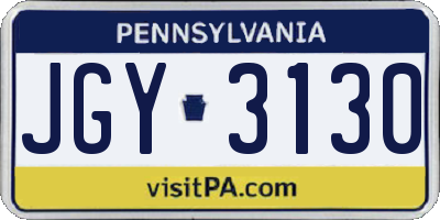 PA license plate JGY3130