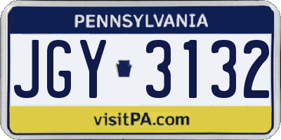 PA license plate JGY3132