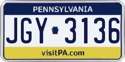 PA license plate JGY3136
