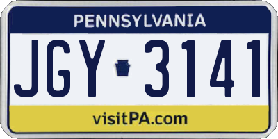 PA license plate JGY3141