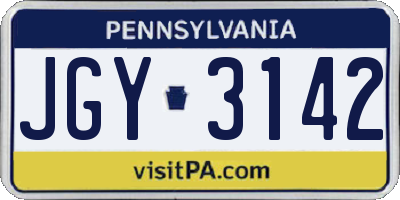 PA license plate JGY3142
