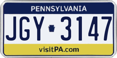 PA license plate JGY3147