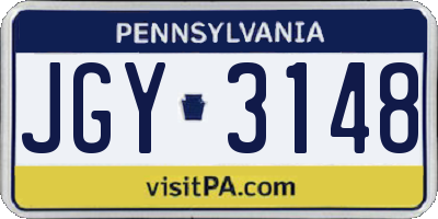 PA license plate JGY3148