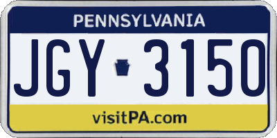 PA license plate JGY3150