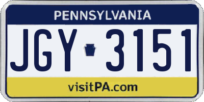 PA license plate JGY3151