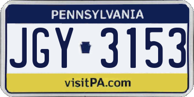 PA license plate JGY3153