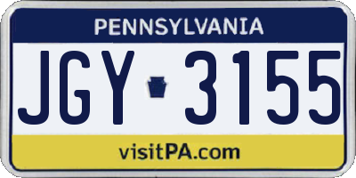 PA license plate JGY3155