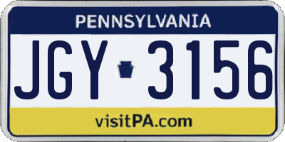 PA license plate JGY3156