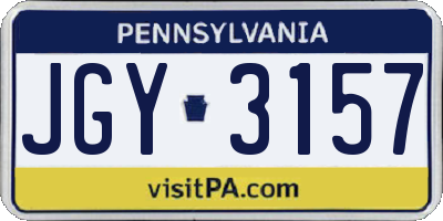 PA license plate JGY3157