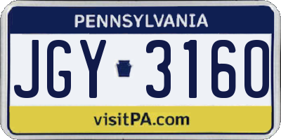 PA license plate JGY3160