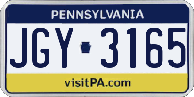 PA license plate JGY3165