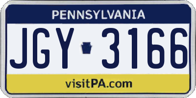 PA license plate JGY3166