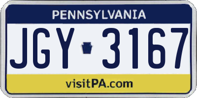 PA license plate JGY3167