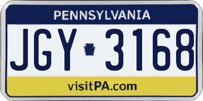 PA license plate JGY3168