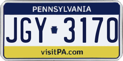 PA license plate JGY3170