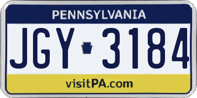 PA license plate JGY3184