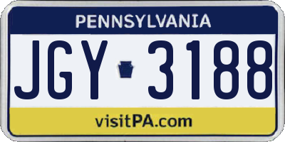PA license plate JGY3188