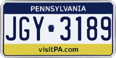 PA license plate JGY3189