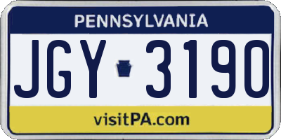 PA license plate JGY3190
