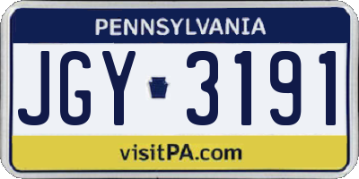 PA license plate JGY3191