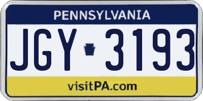 PA license plate JGY3193