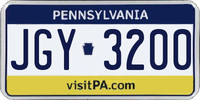 PA license plate JGY3200
