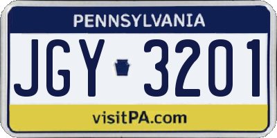 PA license plate JGY3201