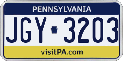 PA license plate JGY3203
