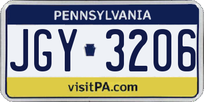 PA license plate JGY3206