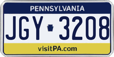 PA license plate JGY3208