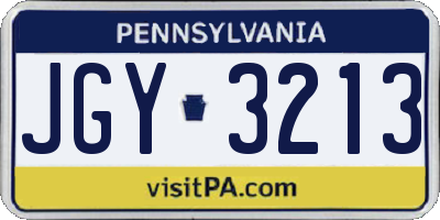 PA license plate JGY3213