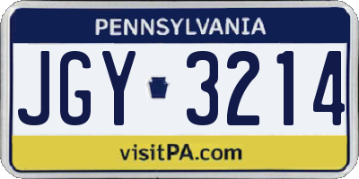PA license plate JGY3214