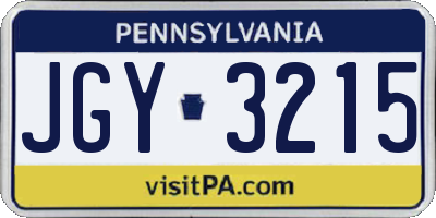 PA license plate JGY3215
