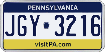 PA license plate JGY3216