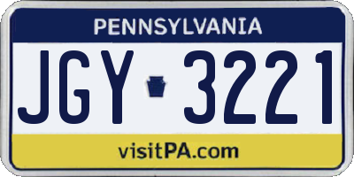 PA license plate JGY3221