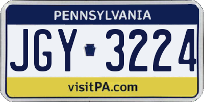 PA license plate JGY3224
