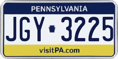 PA license plate JGY3225