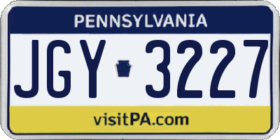 PA license plate JGY3227