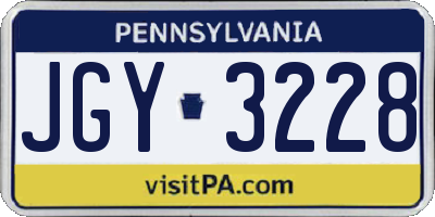 PA license plate JGY3228