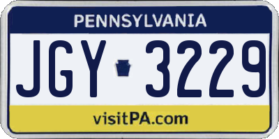 PA license plate JGY3229