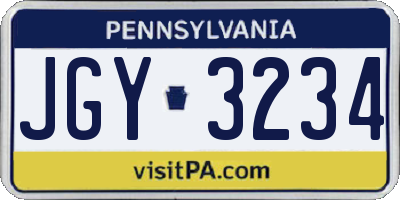 PA license plate JGY3234