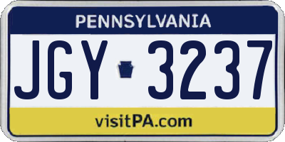 PA license plate JGY3237