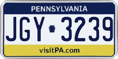 PA license plate JGY3239