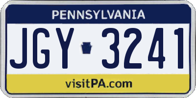 PA license plate JGY3241